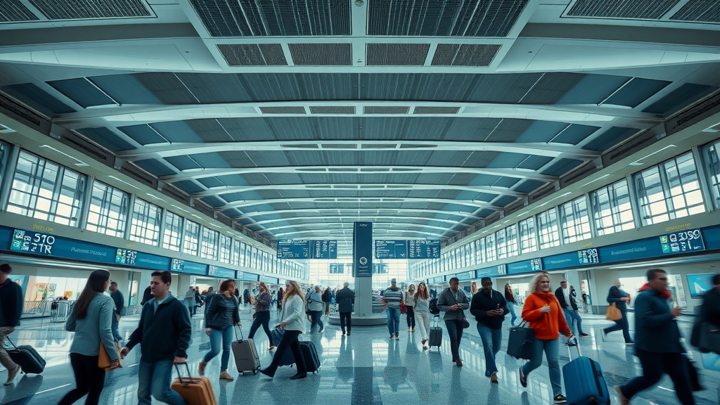 grand airport interior Hartsfield-Jackson Atlanta International Airport, bustling with passengers